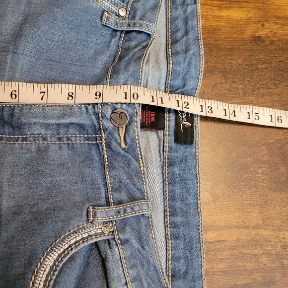 Earl Jeans 18 W Capri Cuffed Mid Rise Thick Stitch Medium Light Wash Stretch - Picture 7 of 10